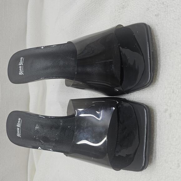 Bisou Bisou Clear Vinyl Sculptural Heel Square Toe Chic Heels Size 6.5 - Picture 8 of 9